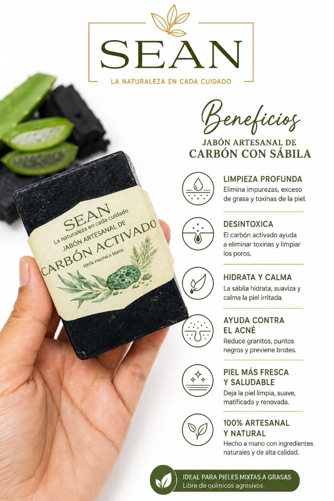 Jabón de carbón activado y áloe